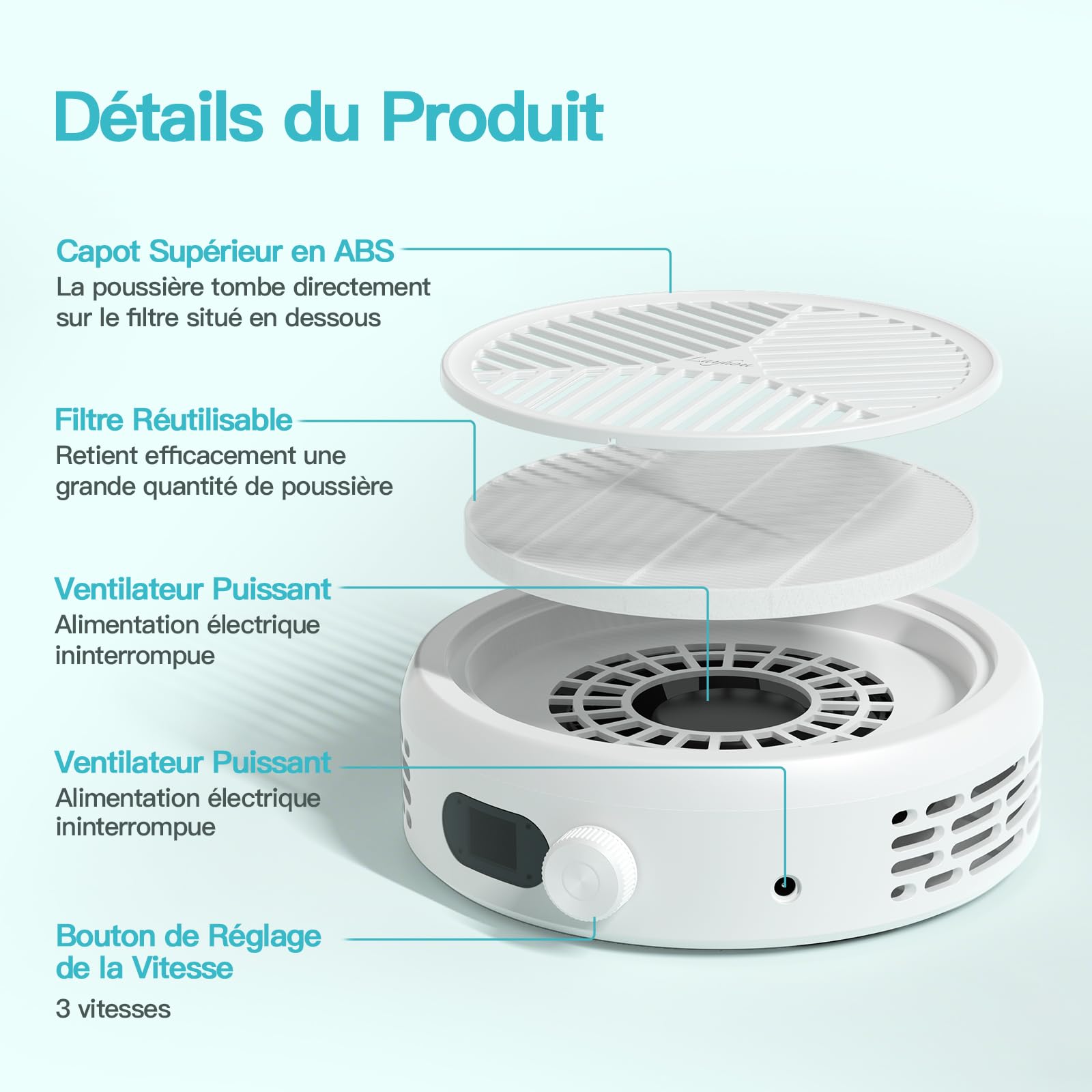 Aspirateur Ongles 120W Professionnelle, Aspirateur de Bureau Puissant, 3 Niveaux Réglable Vitesse, Écran LED, 12000RPM, Fonctionnement Silencieux, pour Manucure et Pédicure