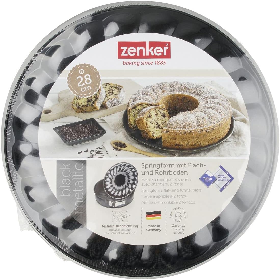 Zenker Springform with Flat-And Tubular Base, Black/Metallic, 11.02"