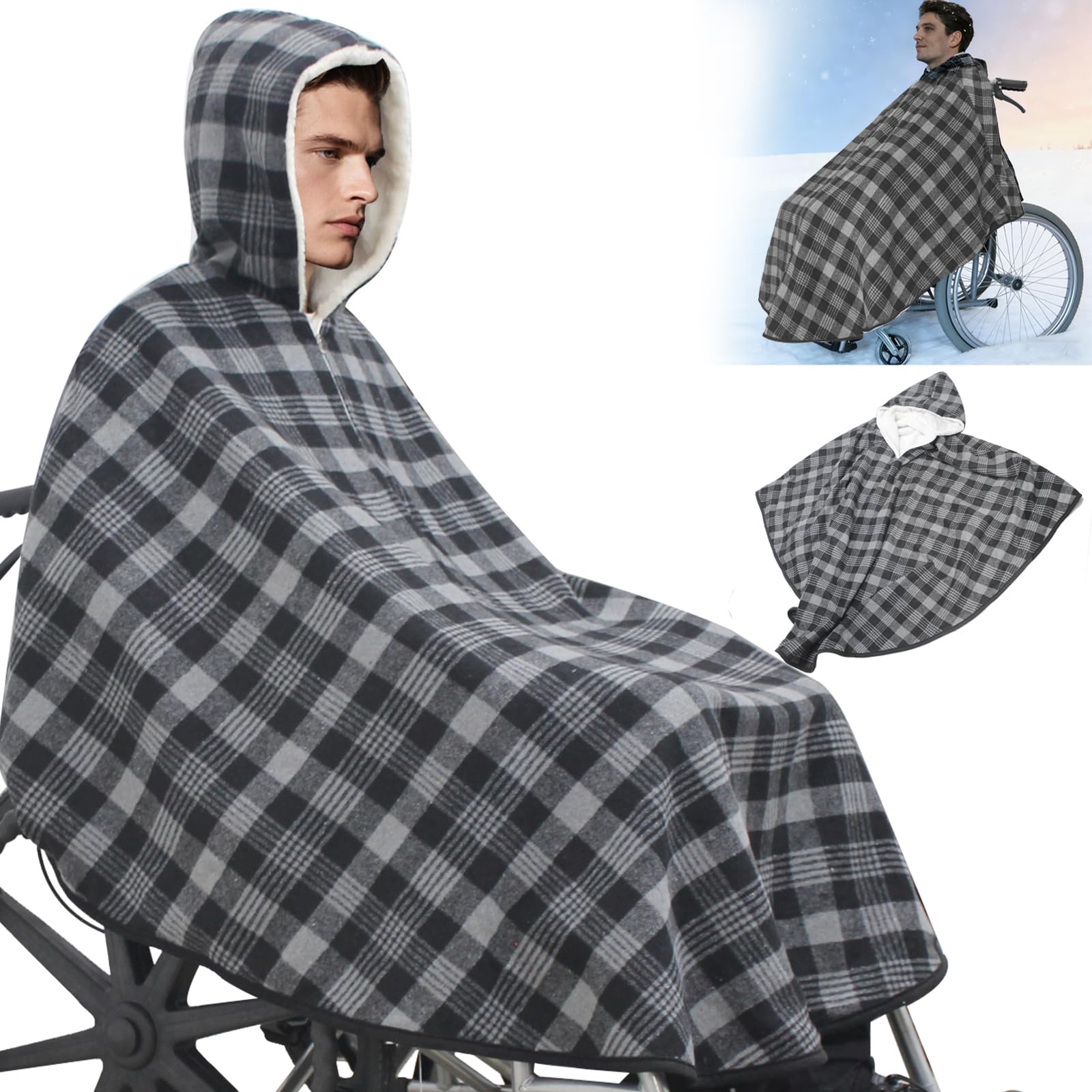 Couverture d'hiver pour fauteuil roulant contre le froid peluche épaisse noire