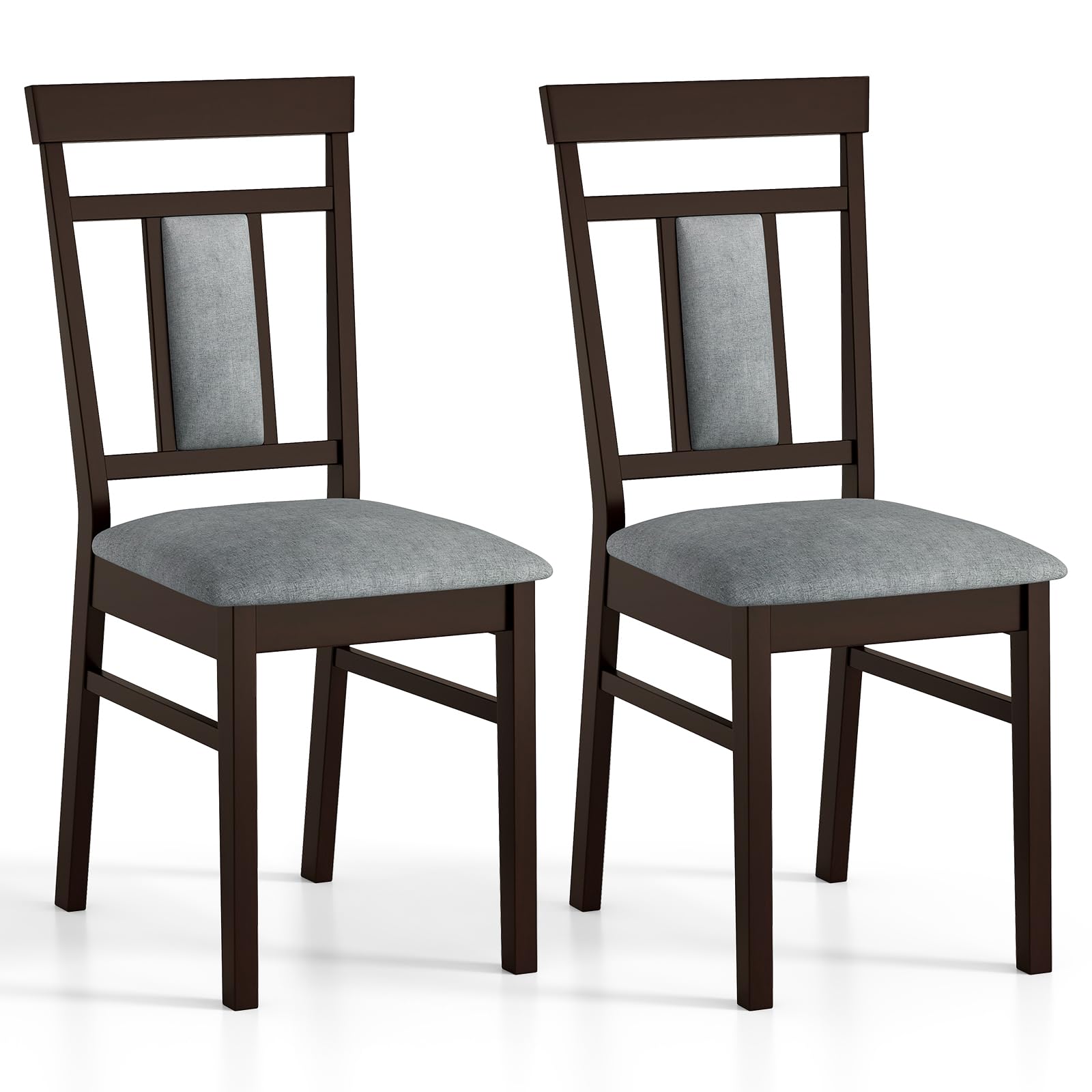 GOFLAME Wooden Dining Chairs Set of 2, Upholstered Kitchen Chairs with Padded Seat and Backrest, Armless Side Chairs with Rubber Wood Frame for Dining