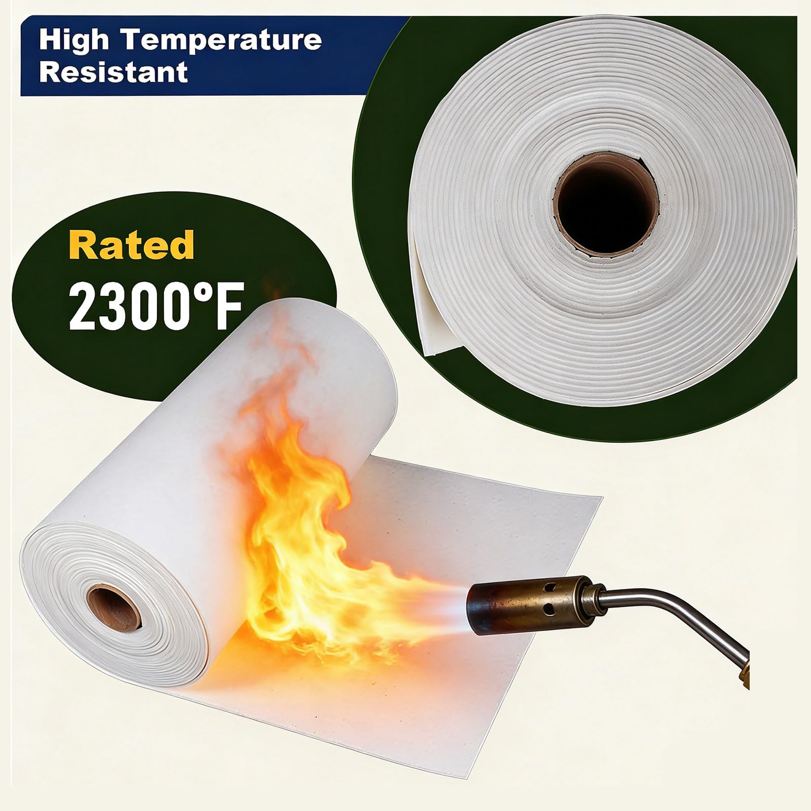 Keramikfaserpapier, Keramikfaser Dichtung, 2300℉ Hochtemperatur-dichtungspapier |asbestfrei Feuerbeständig| Dicke 1 Mm - 10 Mm | Für Die Glasverschmelzung Im Ofenofen(Size:3mm×610mm×20m)