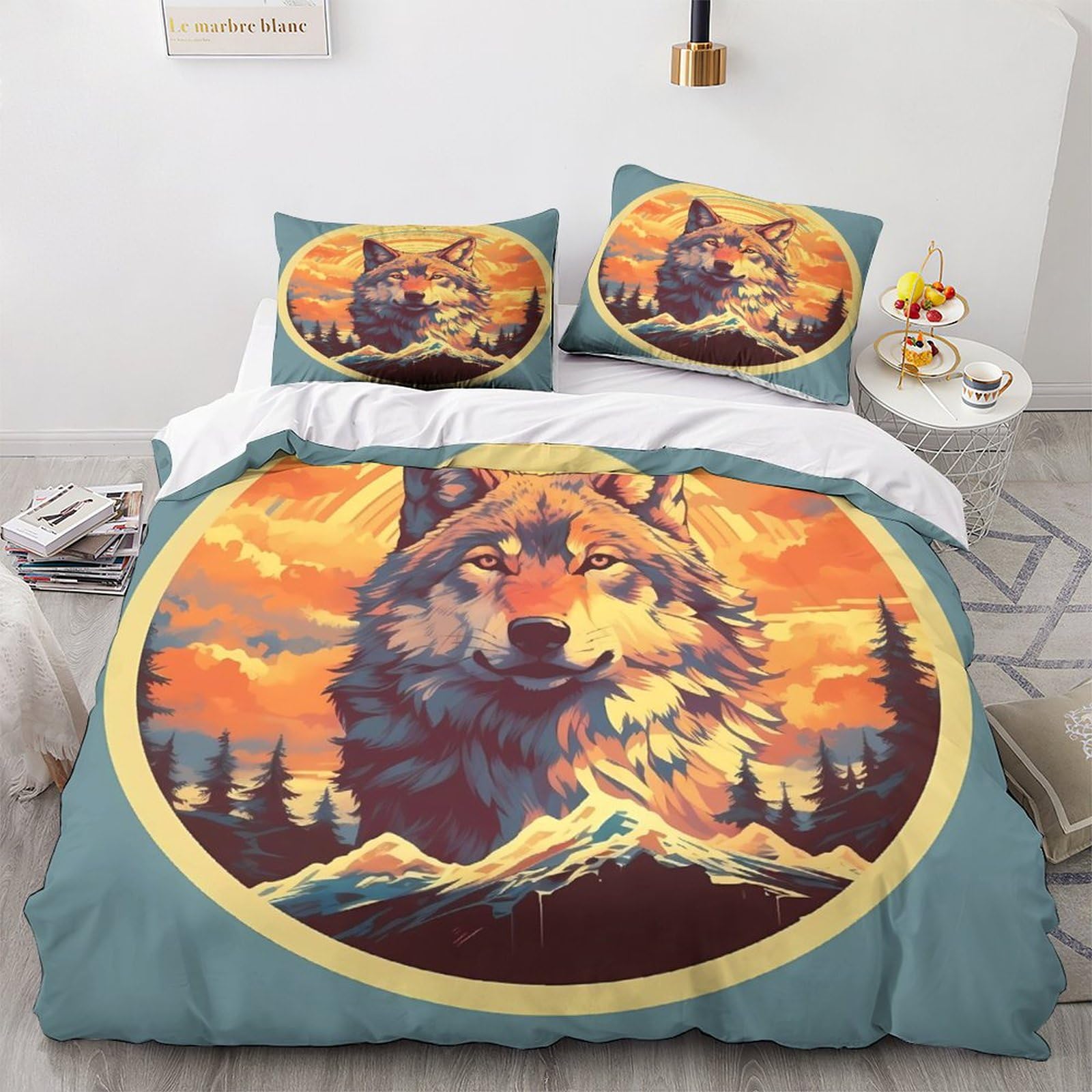 Parure de lit loup imprimé animal 3D de qualité supérieure en microfibre tissée 200x200