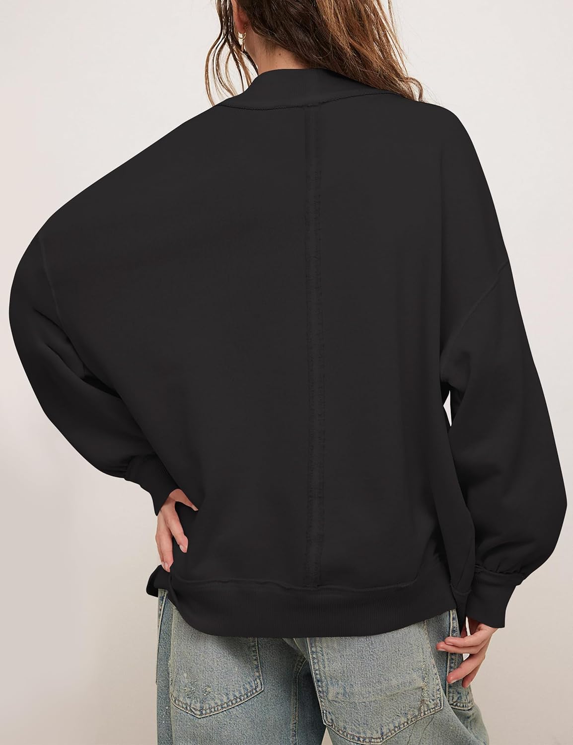 Mock Neck Sweatshirt for Women Oversized Turtleneck Long Sleeve Hoodies 2025 Fall Casual Drop Shoulder Pullover Tops - Image 2