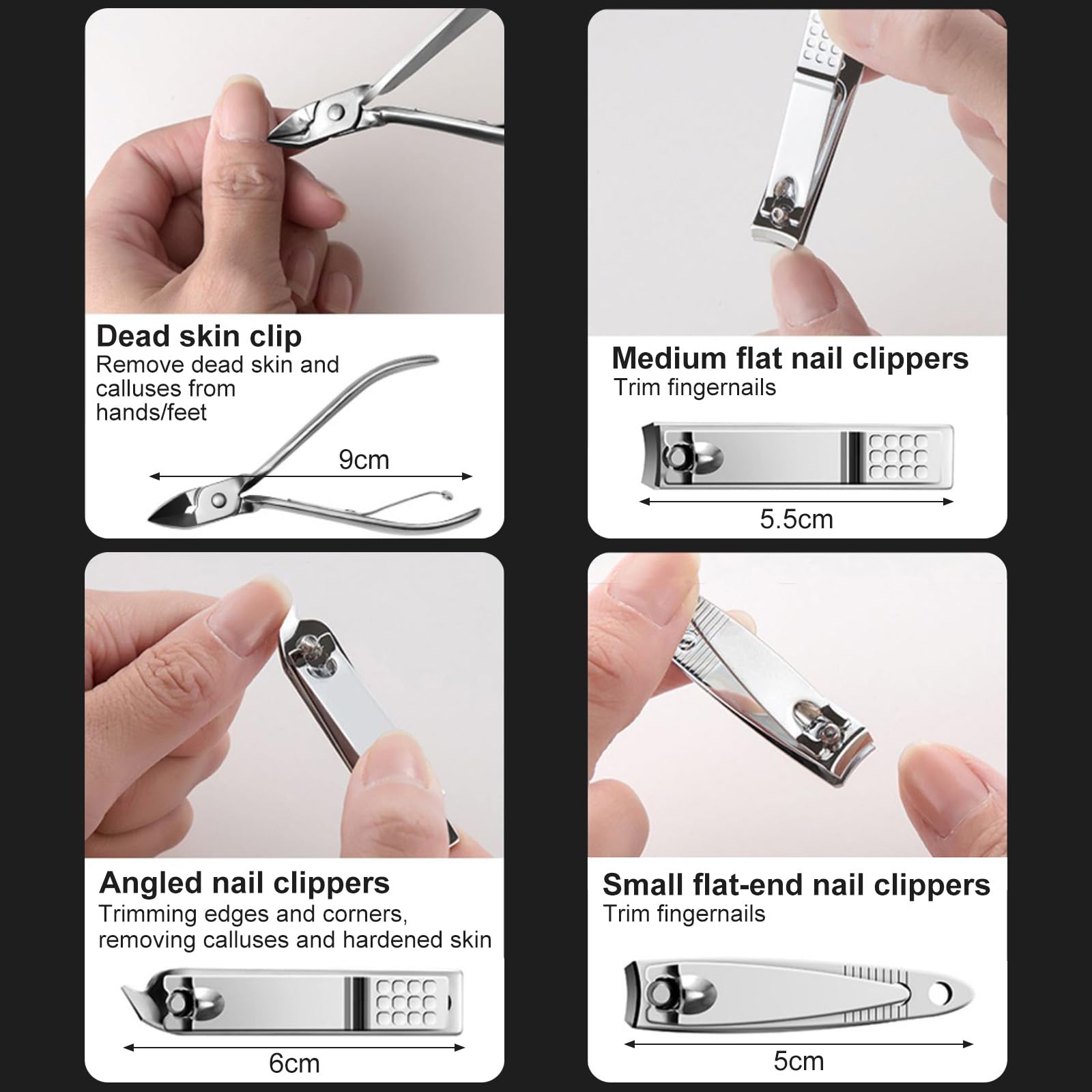 Queta Set manicure da 19 pezzi, set di tagliaunghie per manicure pedicure set di tagliaunghie in acciaio inox set per la cura della cura delle unghie pusher per cuticole lime per unghie