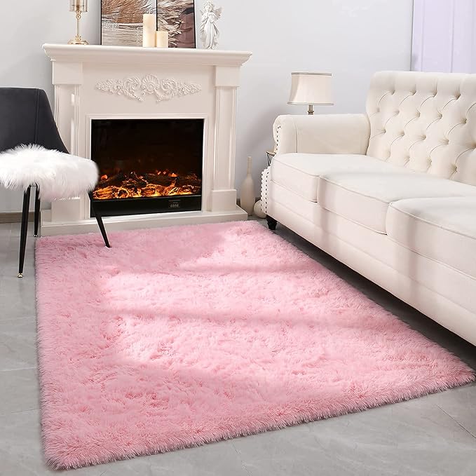 Amazon.com: Espiraio 4x5.9 Pink Rug for Bedroom Girls, Kids Fluffy ...