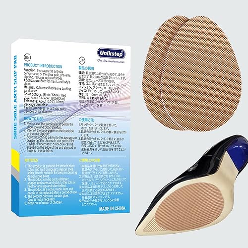 Miniatura 6 de Unikstep 5 pares de suelas de zapatos antideslizantes, almohadillas de goma autoadhesivas antideslizantes, parte inferior del zapato y talón de