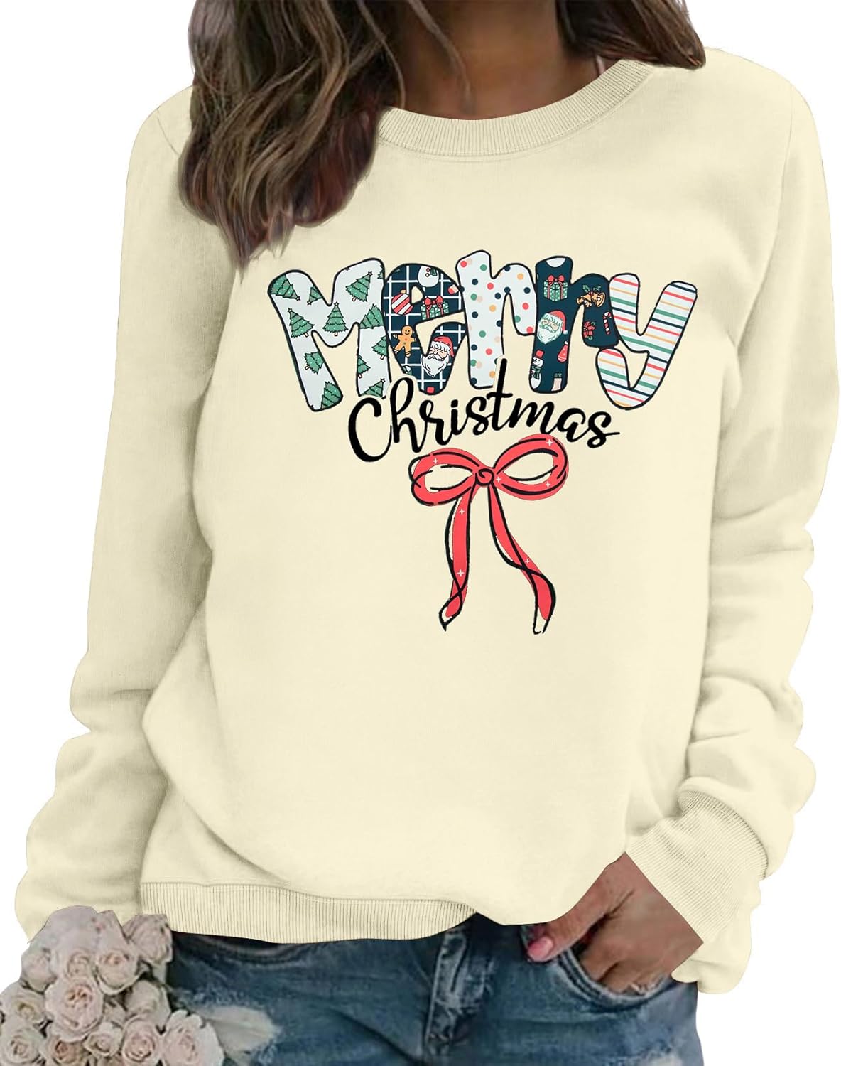 SUPEYA Merry Christmas Sweatshirt For Women Christmas sweatshirts Xmas Long Sleeve Top Winter Holiday Letter Print Pullover
