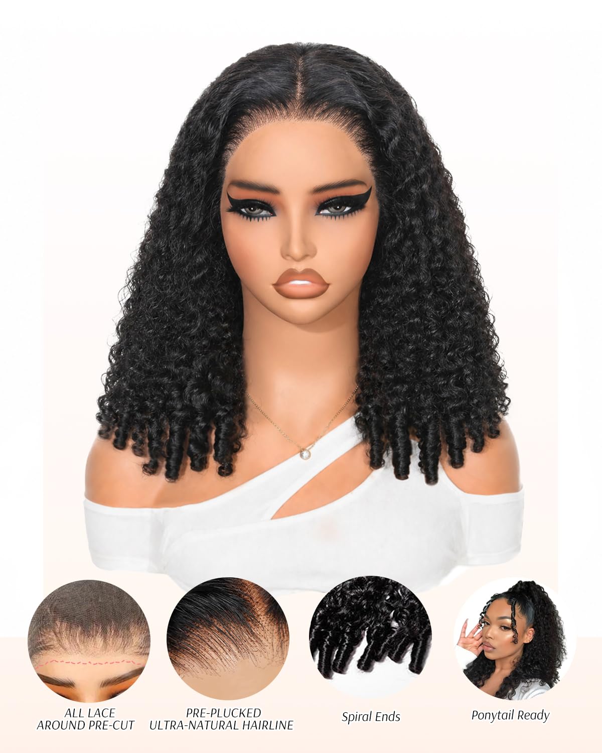 Burmese Curly 9 x 6 bezklejowa peruka z ludzkimi włosami ze spiralnymi końcami loków, 61 cm, 200 gęstości, wstępnie wycięta, wstępnie wycięta peruka i Go HD Lace Closure Wig Effortless Style