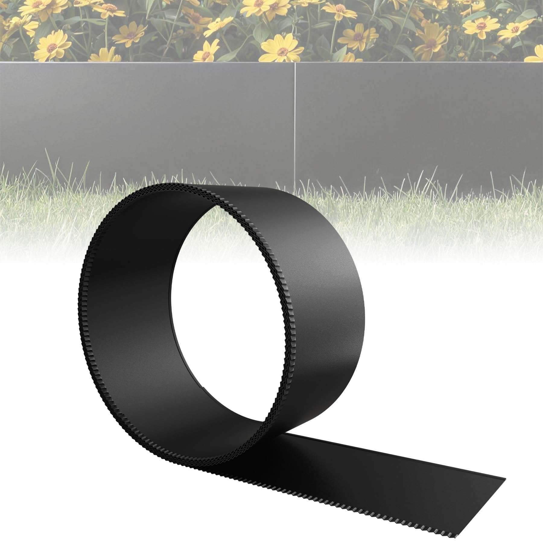 ACXIN Metall Beeteinfassung Flexibel 15cm Hoch Schwarz Verzinkt Rasenkante Rasenbegrenzung Mähkante Baumring Mulchkante Garten Beetumrandung Einfach installierbar Wetterfest