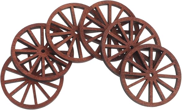 Wooden Wagon Wheel Cartwheel Ornaments 12pcs Vintage Wall Hanging Decoration Sturdy Material with Easy Installation, Rustic Western Style Adding Warmth for Living Room and Bar