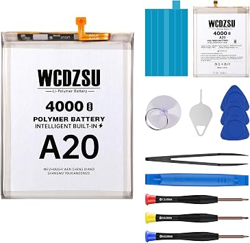 Battery Replacement for Samsung Galaxy A20 High Capacity 4000mAh BA205ABU New 0 Cycle Lithium Polymer Battery for Samsung A20 with Repair Tool Kit A205U A205F A205G A205GN A205W A205YN