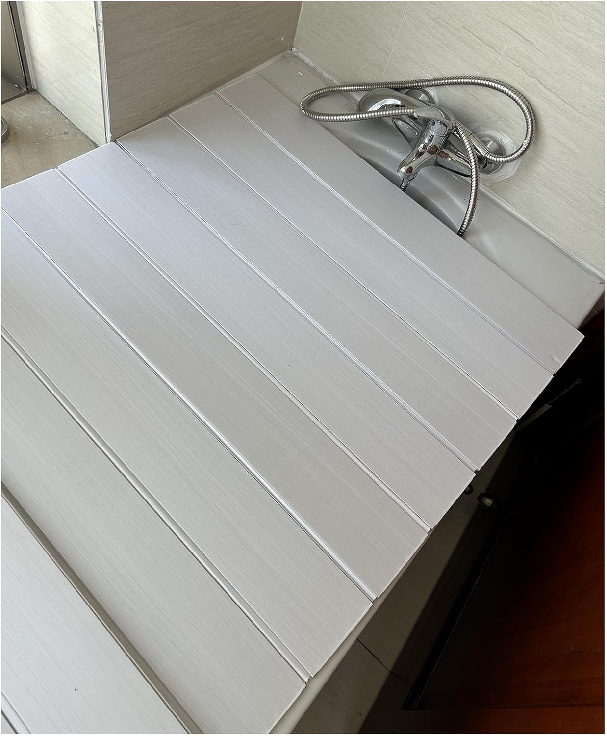 Bathtub Tray Folding Bathtub Insulation Cover Bathtub Tray Dust-Proof Board Bath Shelf, 0.6cm Thickness Multifunction Scalable Shutter Bath Lid for Luxury Spa Or Reading Multifunctional(75x1