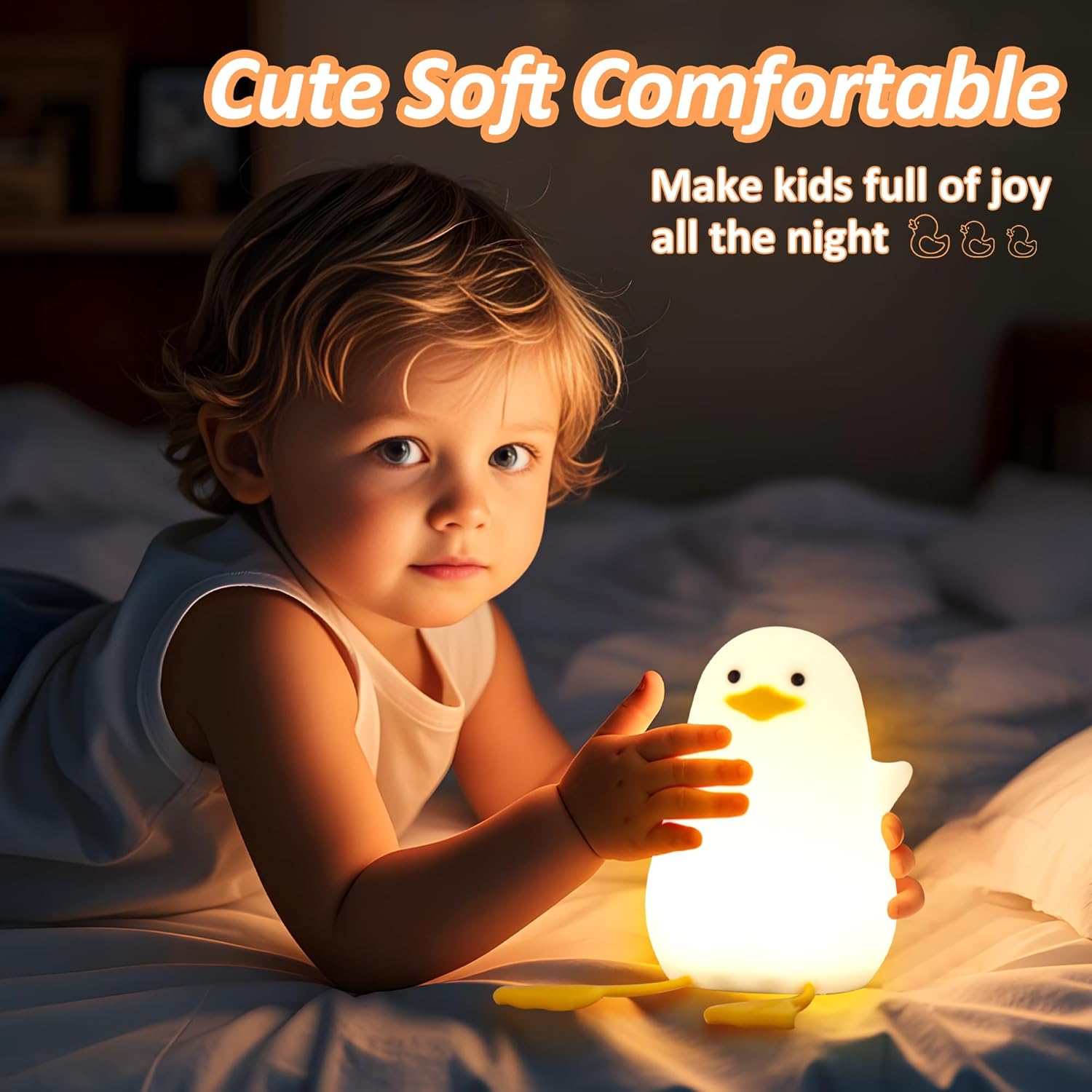 Anywin Duck Night Light, Cute Ducks Gifts, Squishy Silicone Animal Night Lamp for Nursery Bedside with Dimmer & Rechargeable, Gifts for Birthday Holiday Valentine's Day Mothers' Day