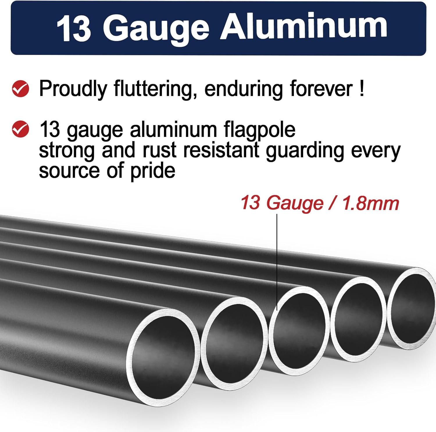 25FT Heavy Duty Flag Pole - Extra Thick Aluminum Flagpole kit with 5x3 Nylon Embroidered Flag for Outside Yard,Outdoor,Commercial or Residential-Ground - 100MPH Wind Tested,Black