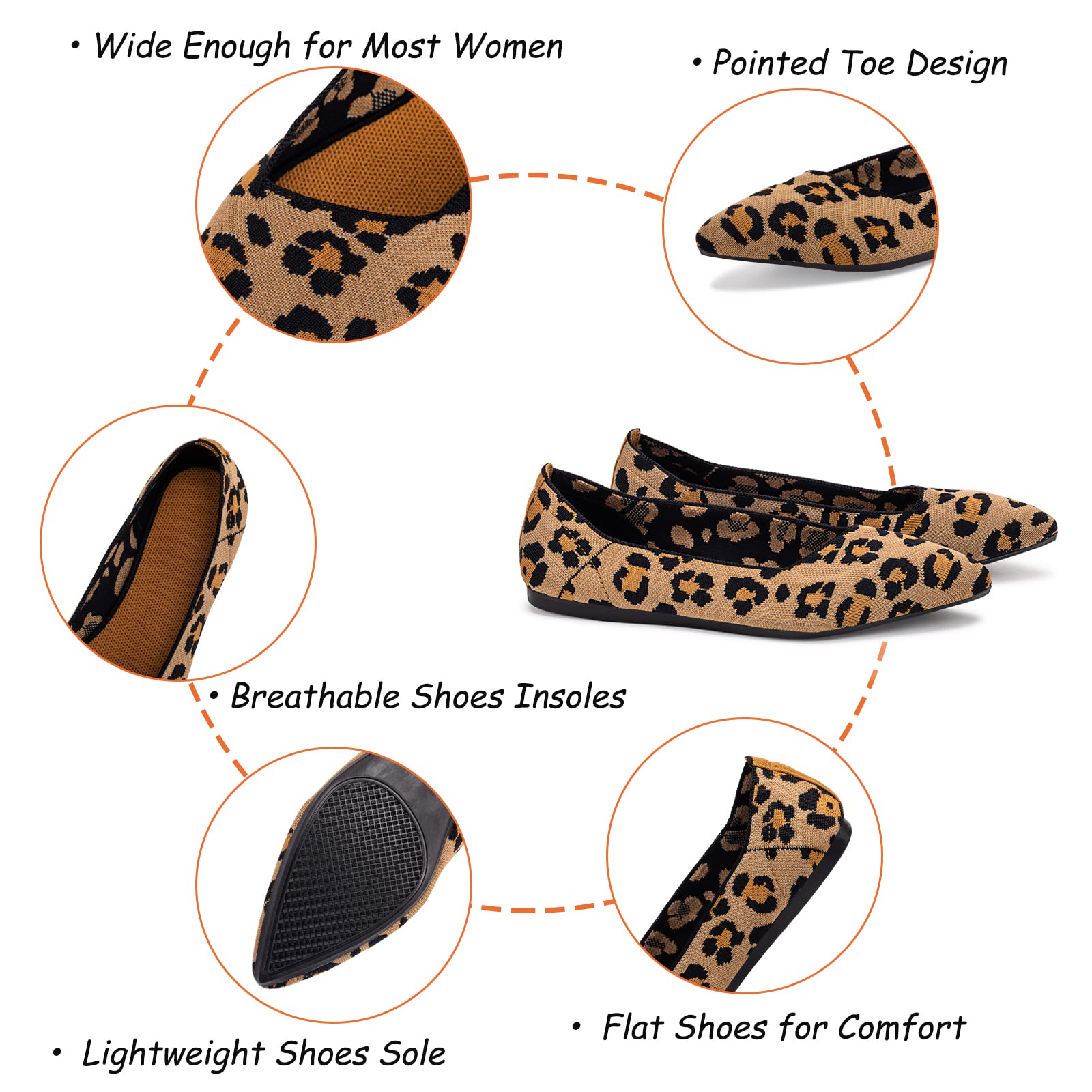 Frank Mully Ballerine a Punta lavorate a Maglia da Donna - Comode Ballerine Slip-on - Scarpe Classiche morbide