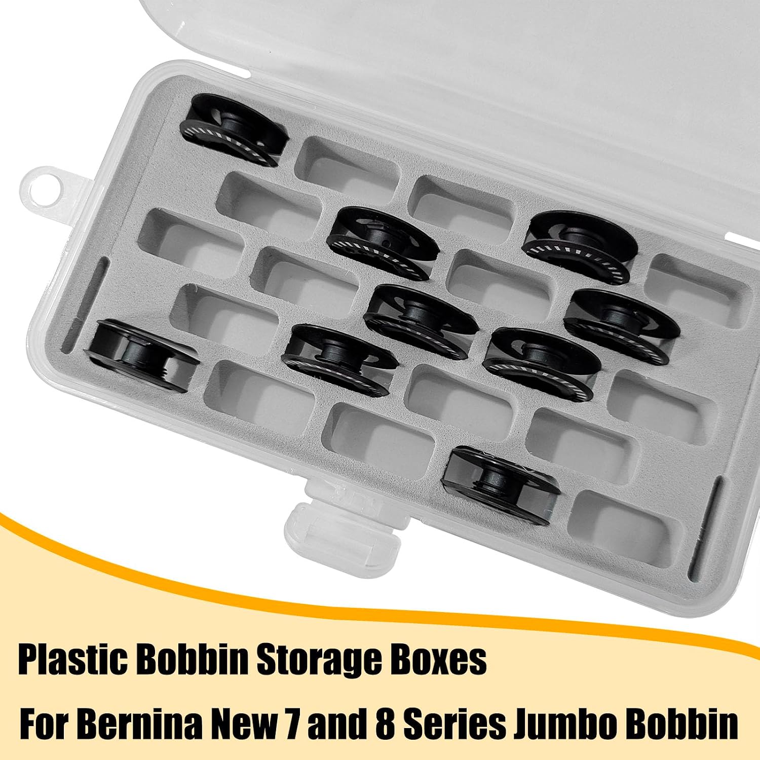 Bobbin Case for Bernina New 7 and 8 Series Jumbo Bobbin Storage Case and Saver Holds 23 Bobbins Box Organizer (Grey) image 3