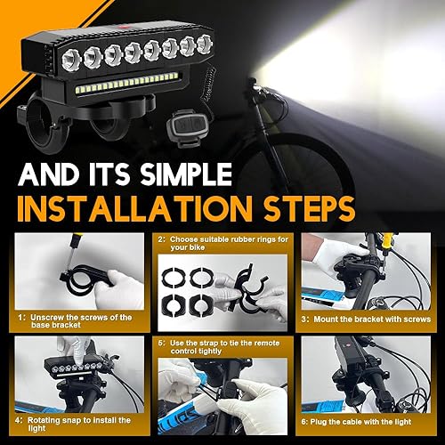 Miniatura 7 de Sidaqi Luz de bicicleta 28LED USB recargable faro de bicicleta con cuerno 7 modos impermeable súper brillante luces de bicicleta para montar de