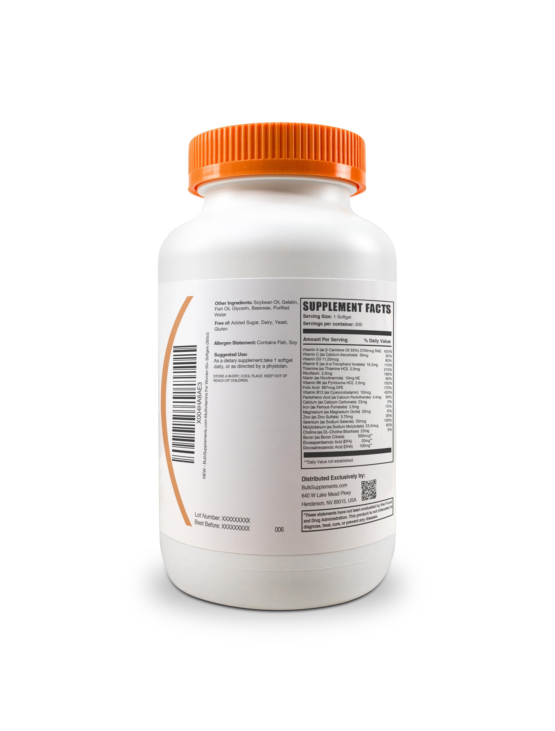BulkSupplements.com Multivitamin for Women 50 Plus Softgels - Women's Daily Vitamins, Multimineral Supplement - Complete Multivitamin with Fish Oil - 1 Softgel per Serving, 300 Count (Pack of 1) — Amazon image 7