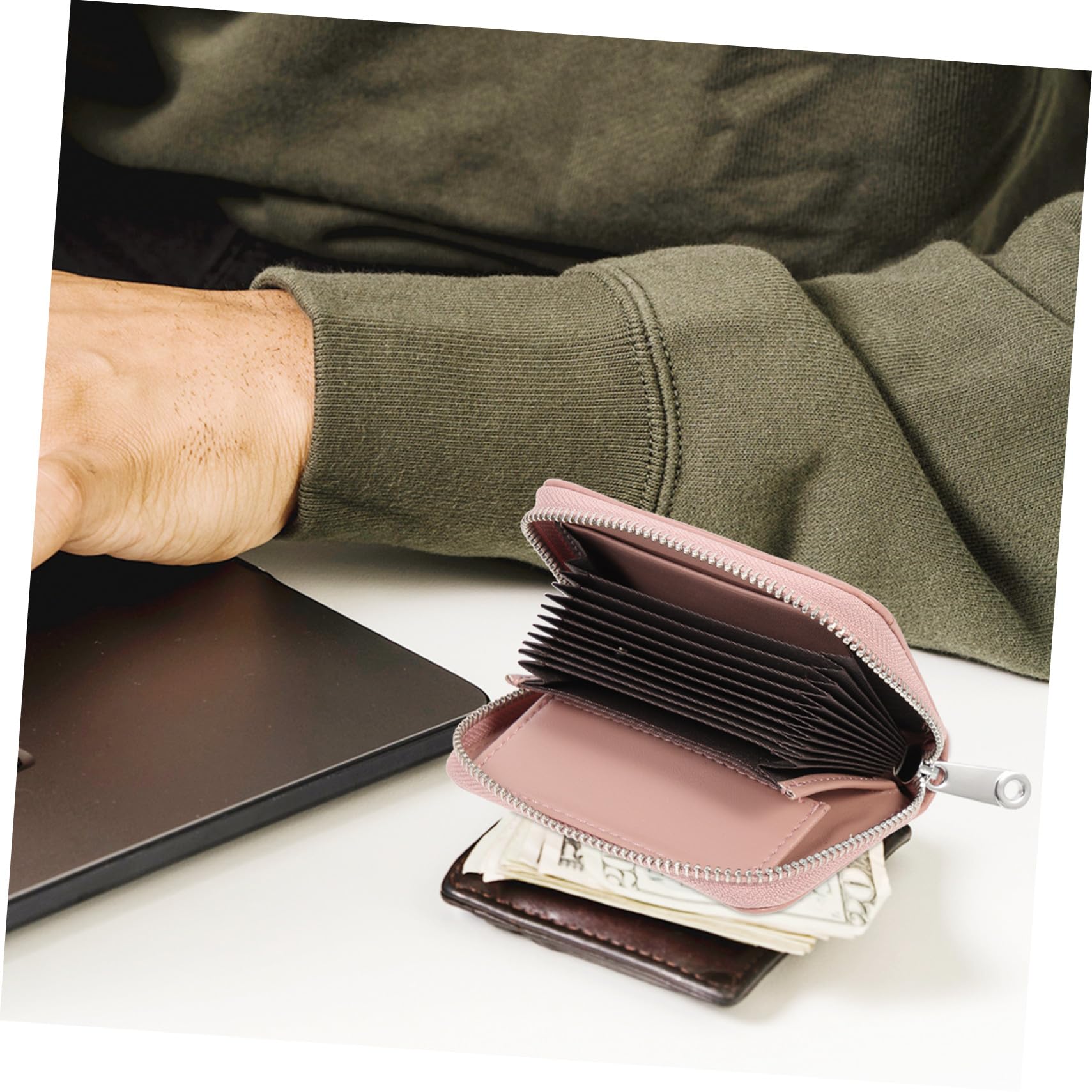 SHERCHPRY 3piezas Portatarjetas De Crédito De Piel De Vaca Organizador De Tarjetas De Gran Capacidad Tarjetero Multifuncional Elegante y Portátil para Uso Diario