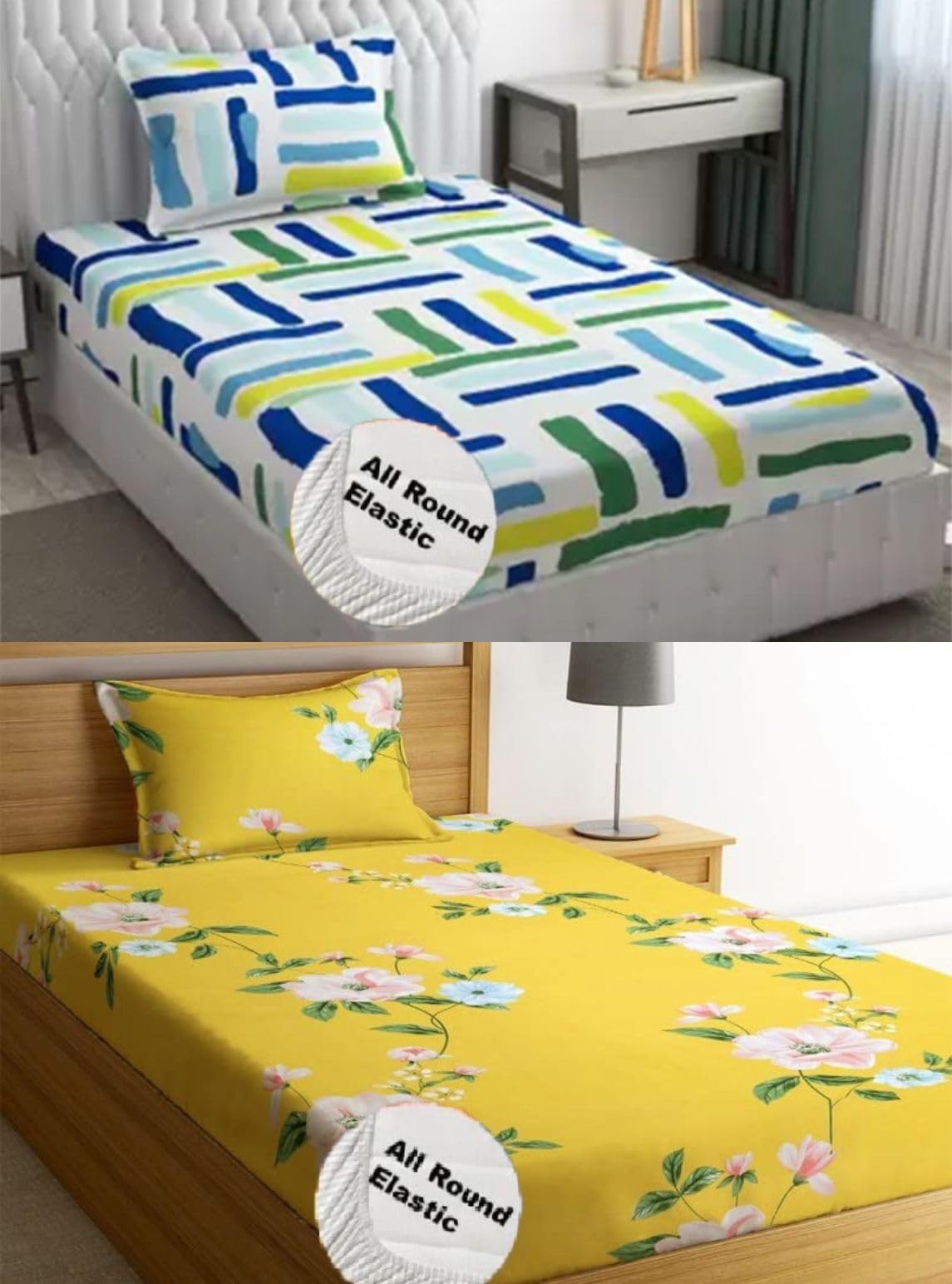 See full amazon price history chart for PRtrend 100% Soft Glace Cotton Elastic Fitted Single Bed Combo Bedsheet with 2 Large Pillow Cover (Single Bed 36 x72x6 inches)(Blue Rectangle, Yellow) PRtrend 100% Soft Glace Cotton Elastic Fitted Single Bed Combo Bedsheet with 2 Large Pillow Cover (Single Bed 36 x72x6 inches)(Blue Rectangle, Yellow) (B0CT8WLCH6) Amazon Price History, Amazon Price Tracker