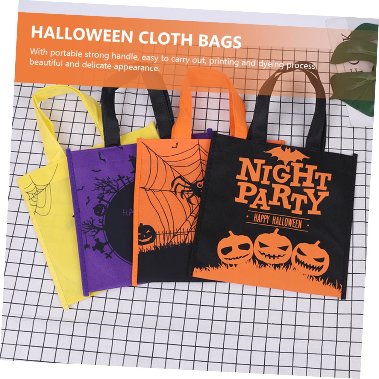 Halloween-Süßigkeiten-Taschen – 12 Stück, Vlies, 38x30x10 Cm, Mit Griffen, 6 Designs