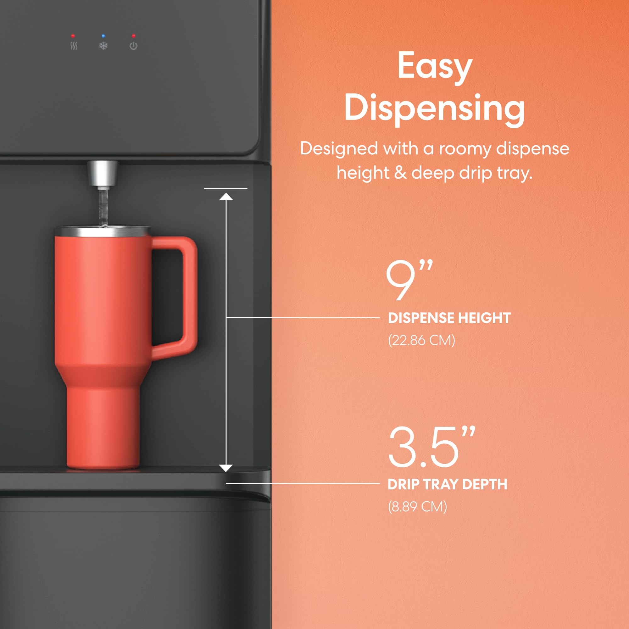 Brio CLTL130 Serie 130 Dispensador de Enfriador de Agua de Carga Superior para Botellas de 3 y 5 galones, frío y Caliente, Carga sin derrames, Bloqueo de Seguridad Infantil, Energy Star 3.0, Negro