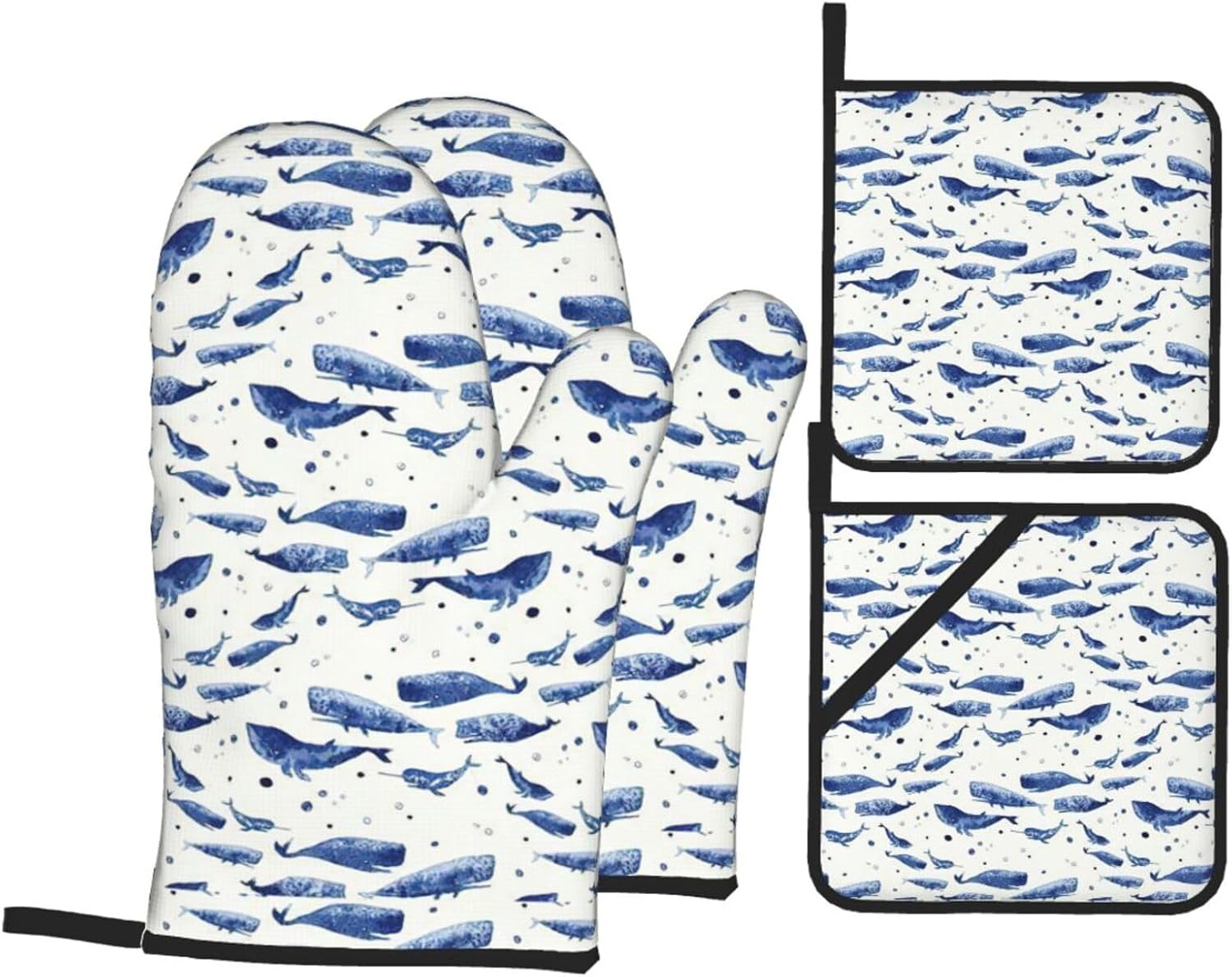 Small blue whale swimming Kitchen baking four piece set, fit for cooking and baking, oven, microwave, and outdoor barbecue