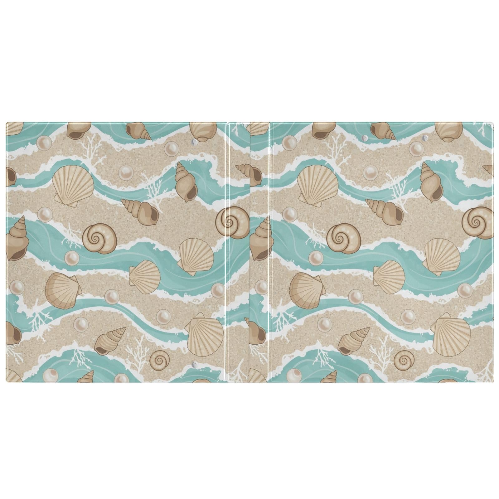Retro Beach Shell - Carpeta de 3 anillos de 3 anillos de 1.5 pulgadas, carpeta de anillos en D, paquete de 2 | Con portapapeles y bolsillos, para escuela, universidad, oficina