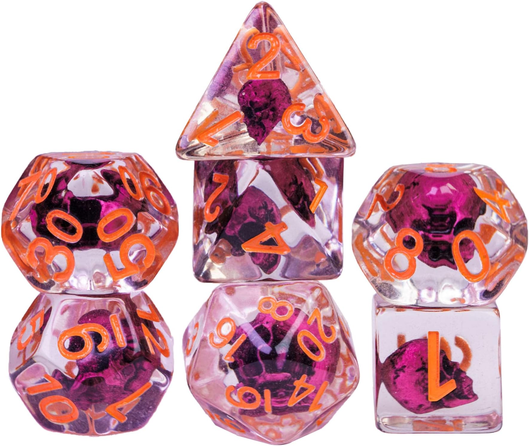 UDIXI Polyhedral DND Dice Set, D&D Dice Set for Dungeons and Dragons, Skull Dice for DND RPG MTG and Other Table Games, d n d (Pink)