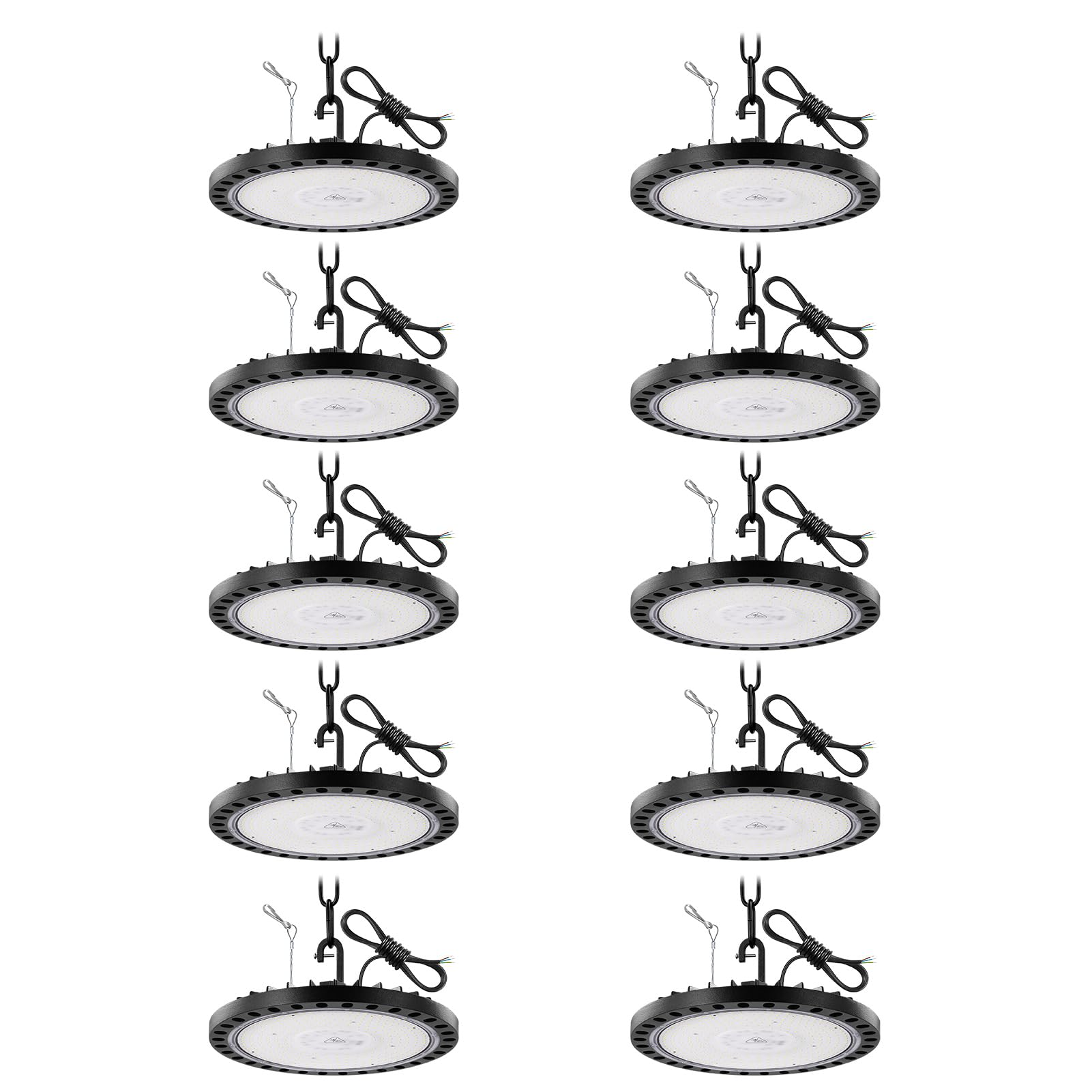 Viugreum 10 Pack 300W LED UFO High Bay Light, 6500K Daylight White 30000LM Workshop Lighting, IP65 Waterproof Commercia Shop Industrial Lamp Area Lights Fixtures with 50cm Chain for Workshop Factory