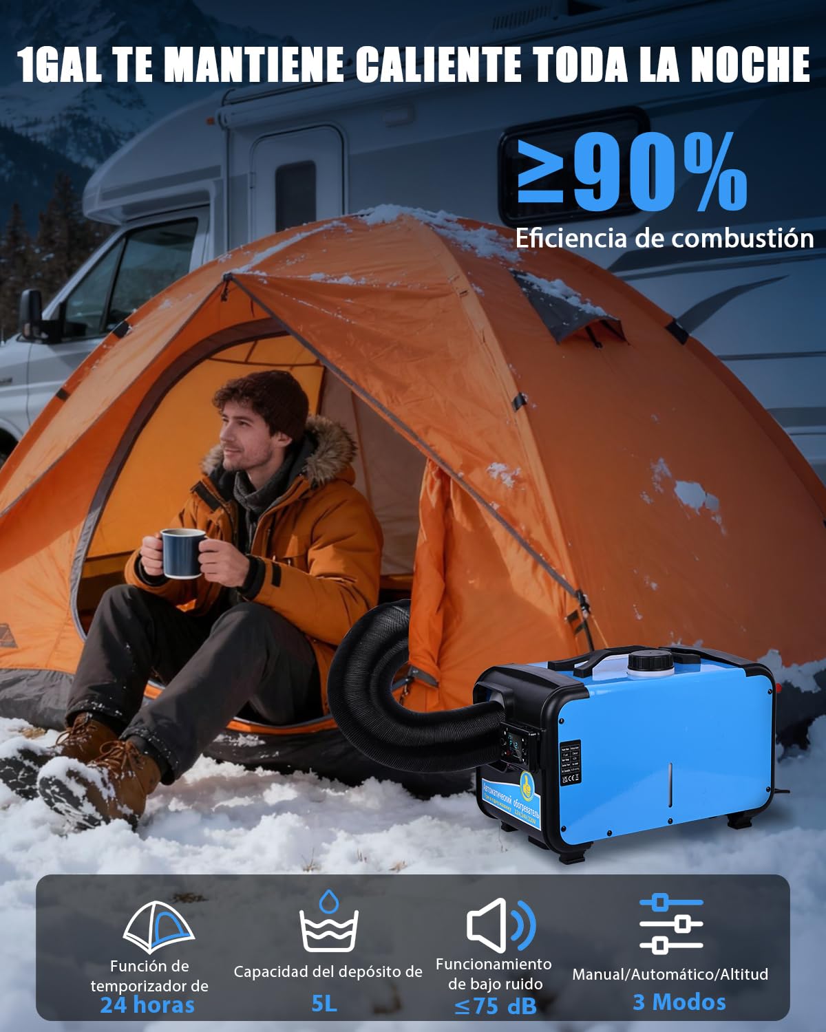 Timiyou Calefacción Estacionaria Portatil 8KW 12V/24V/220V, Control Remoto LCD y App Bluetooth, 0.18-0.52L/h, Temp. 5-35°C - Todo en Uno para Autos, Camiones, Barcos, Autocaravanas, Calentador Diesel