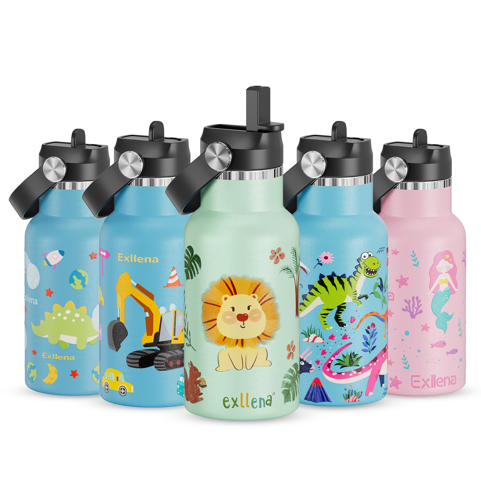12oz Kids Water Bottle for School with Straw Handle Leakproof Toddler Water Bottle Stainless Steel - Kids Insulated
