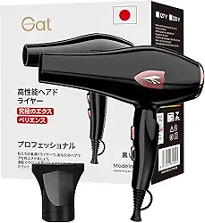 Gat Secador de Cabelo Profissional 1800W – Potente Motor Turbo, Rápida Secagem, Controle de Temperatura, Compacto e Portátil Ideal para Viagem e Uso Doméstico (Preto, 220V)