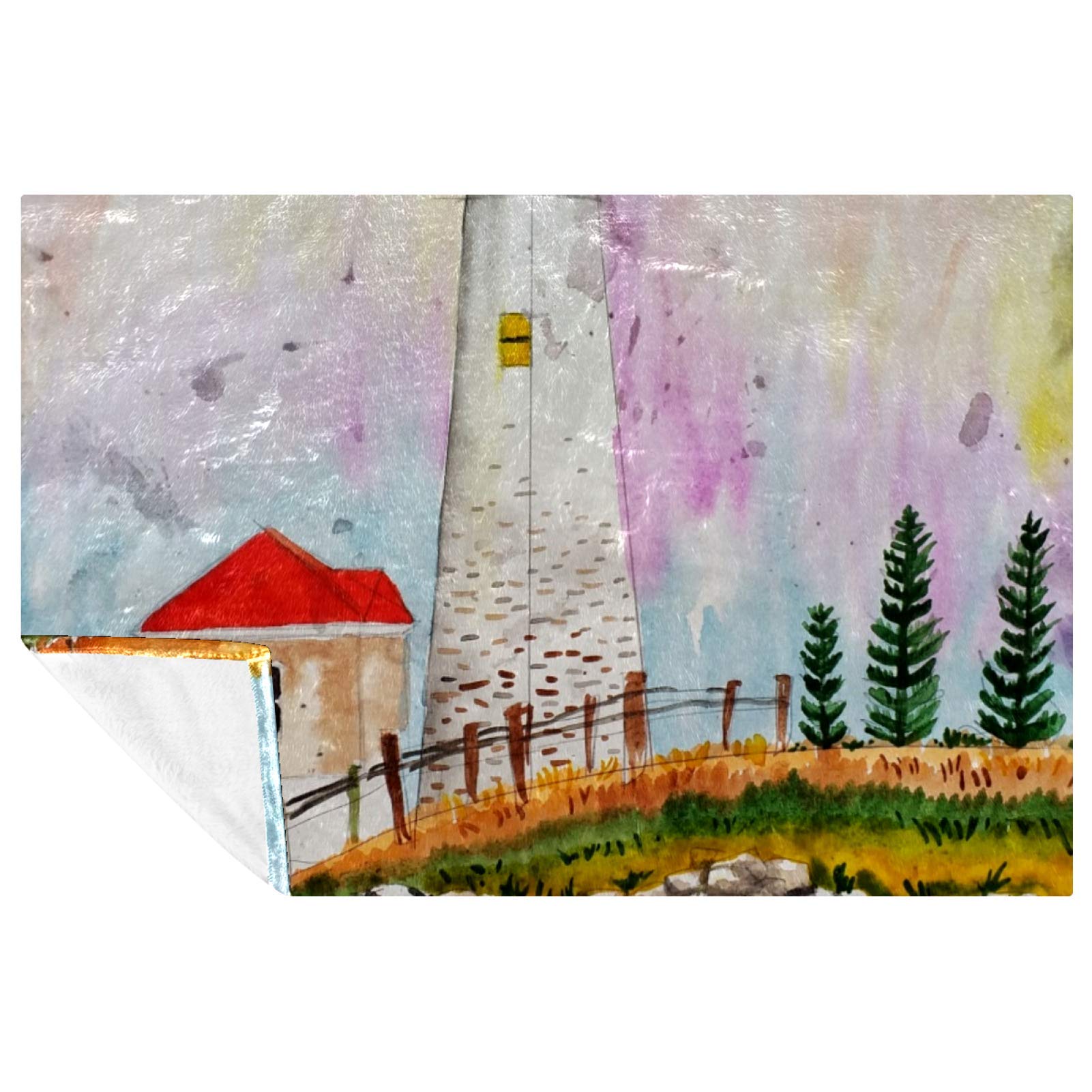 Couverture douce imprimé phare plaid chaud lit canapé 150x100