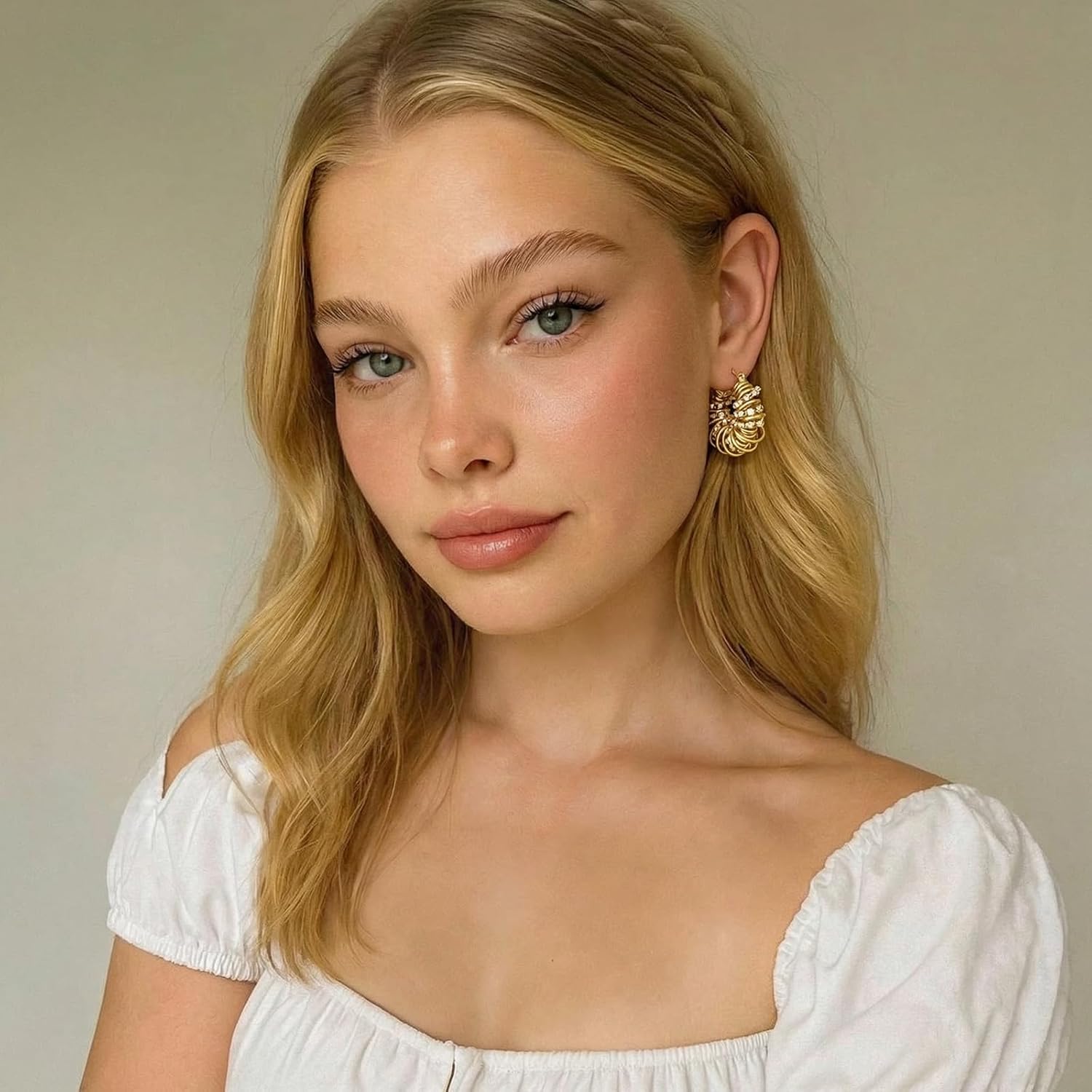 Chunky Gold Hoop Earrings Statement Earrings for Women Sparkly Rhinestone CZ Thick Hoop Earrings - Image 2