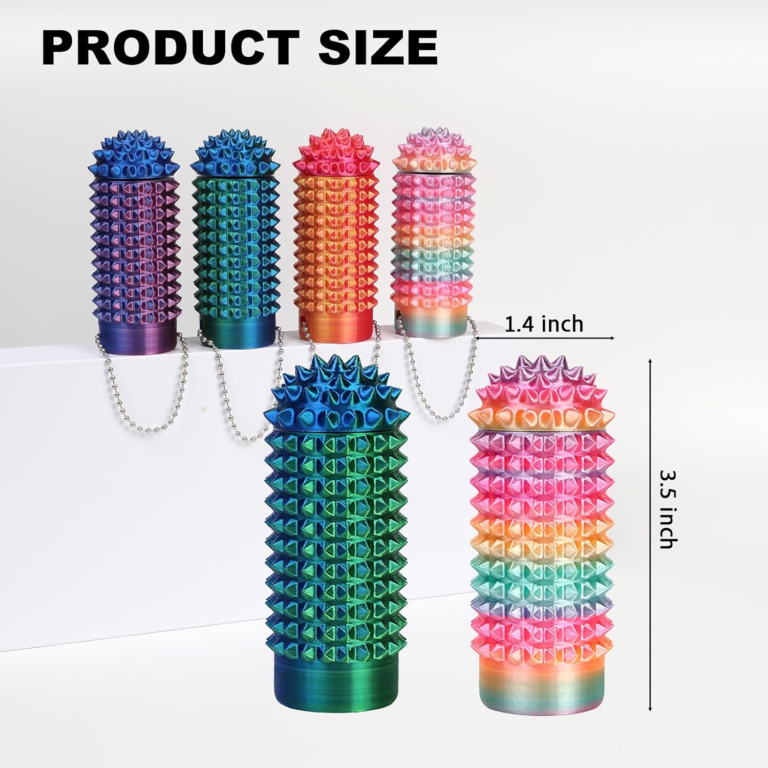 Spiky Grippie Stim Keychain , Pain Stim Fidget Spinner - 3D Printed Fidget Toys for Adults with ADHD, Anxiety & Stress Relief, Stocking Stuffers for Teens Adults (2 Pack)
