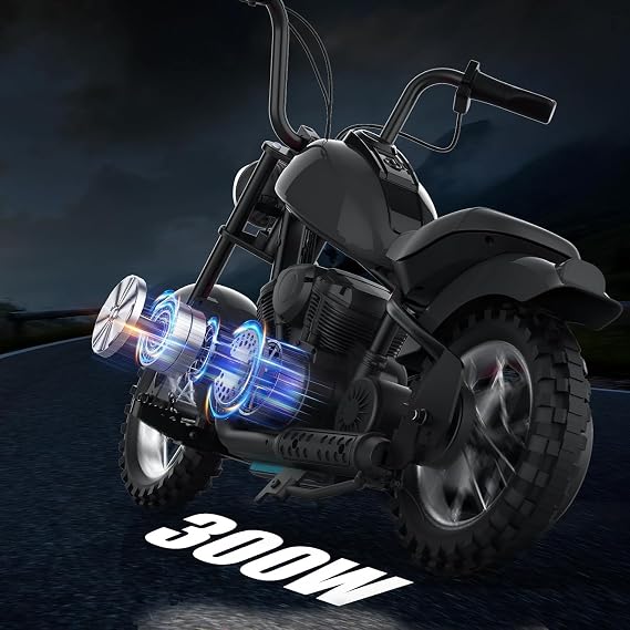 Electric Motorcycle for Kids, 24v 250w Kids Electric Dirt Bike with 2 Speed Up to 14 MPH & 60 Minutes Continuous,Off-Road Dirt Bike for Boys & Girls Ages 6-12,Black