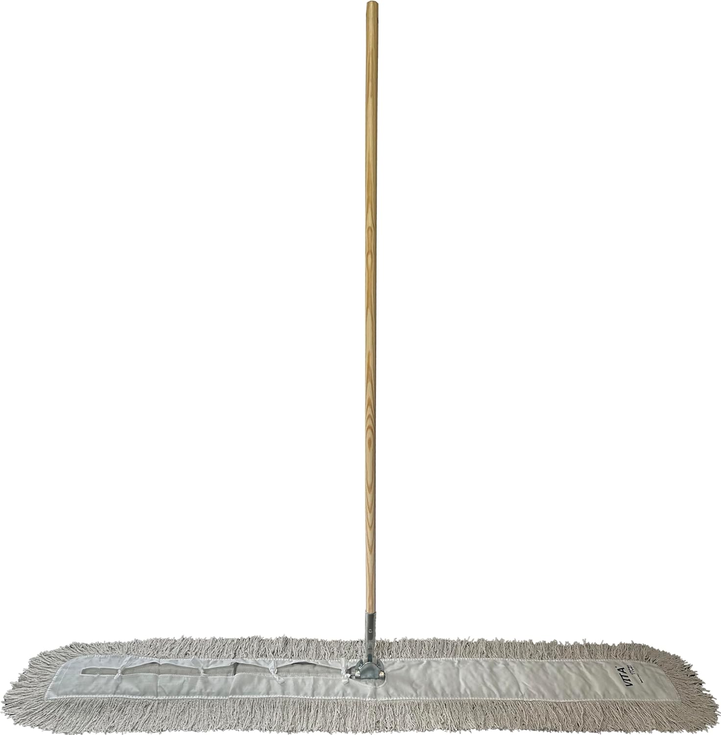 Industrial Dust Mop Kit – Includes 60 Inch White Twisted Closed Loop Mop Head, Wood Handle, and Heavy-Duty Wire Frame – Commercial Grade for Janitorial & Facility Cleaning