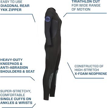 SCUBAPRO Oneflex Steamer Womens Diving Wetsuit, 3mm, Back Zip, X-Foam Neoprene, M
