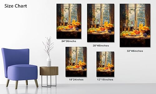 Miniatura 54 de Hzddty Lienzo decorativo para pared, diseño rústico de cocina, vino tinto y pan, cuadros de comida para decoración de pared, impresiones de pintura