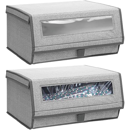 Aufbewahrungsbox 2er Set - Faltbare Stoff Box Mit Sichtfenster, 40x30x20 Cm