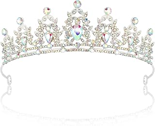 ANBALA Silver Crown Crystal Princess Crown, Tairas for Girls, Rhinestone Tiaras for Wedding Birthday Prom Cosplay Halloween