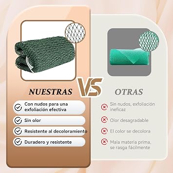 CORATED 2 Pieces African Scrubber Net Sponge Bath Scrubber Back Scrubber for Facial and Body Cleaning in Shower and SPA (Black and Dark Green)
