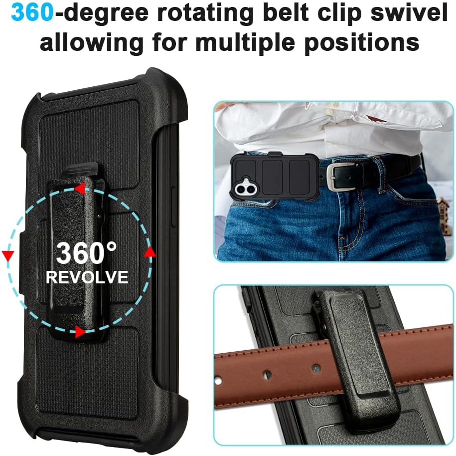 for Defender iPhone 17 Case with Clip,for Holster iPhone 17 Case with Kickstand,for Heavy Duty iPhone17 Phone Case Rugged 2 Layers of Sturdy,Anti-Drop for Phone Case iPhone17Case Protective(Black)