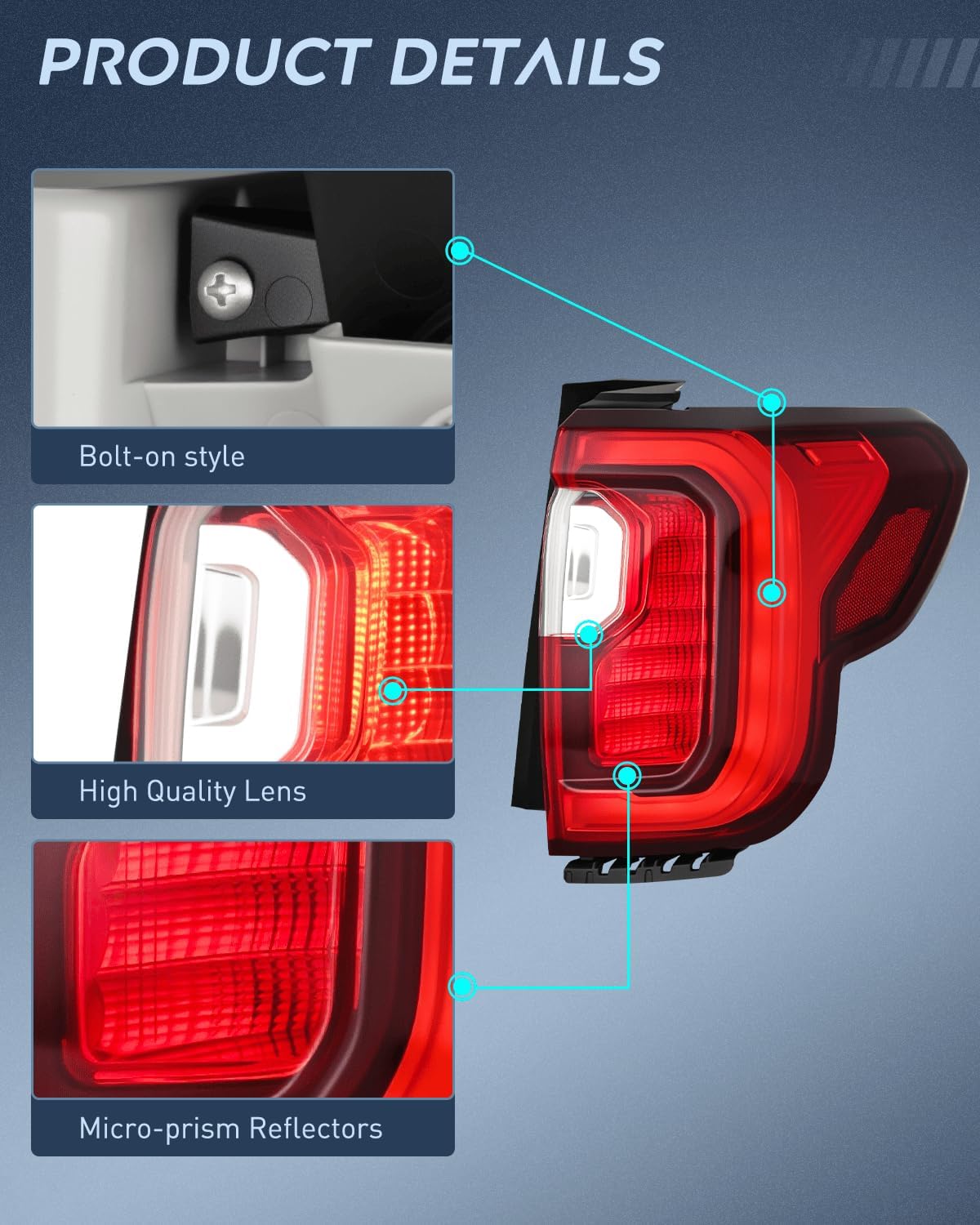 Nilight Taillight Assembly Compatible with 2020 2021 2022 2023 GMC Acadia LED Tail Light Replacement OE Style Passenger Side