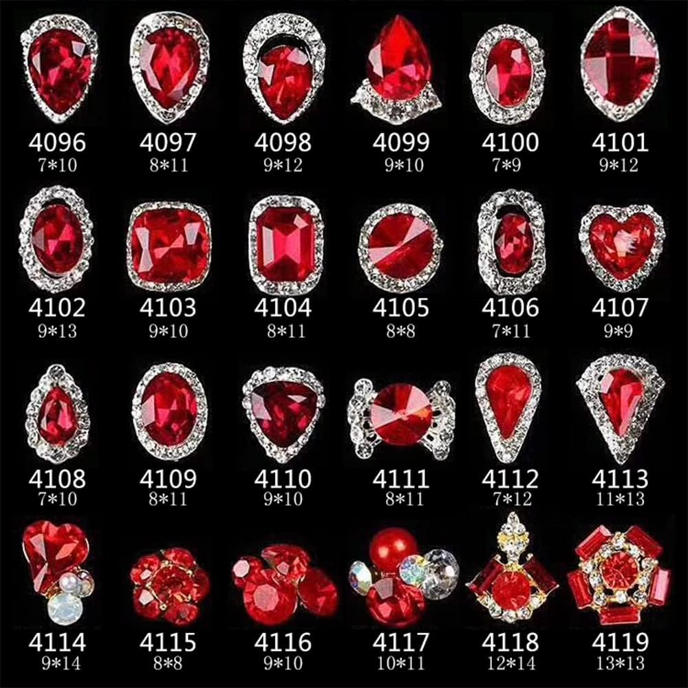 100Pcs Mixed Ruby Zircon Nail Charms 3D Rhinestone Glass Gems Jewelry Parts Luxurious Nail Decoration Accessories for Manicure*-