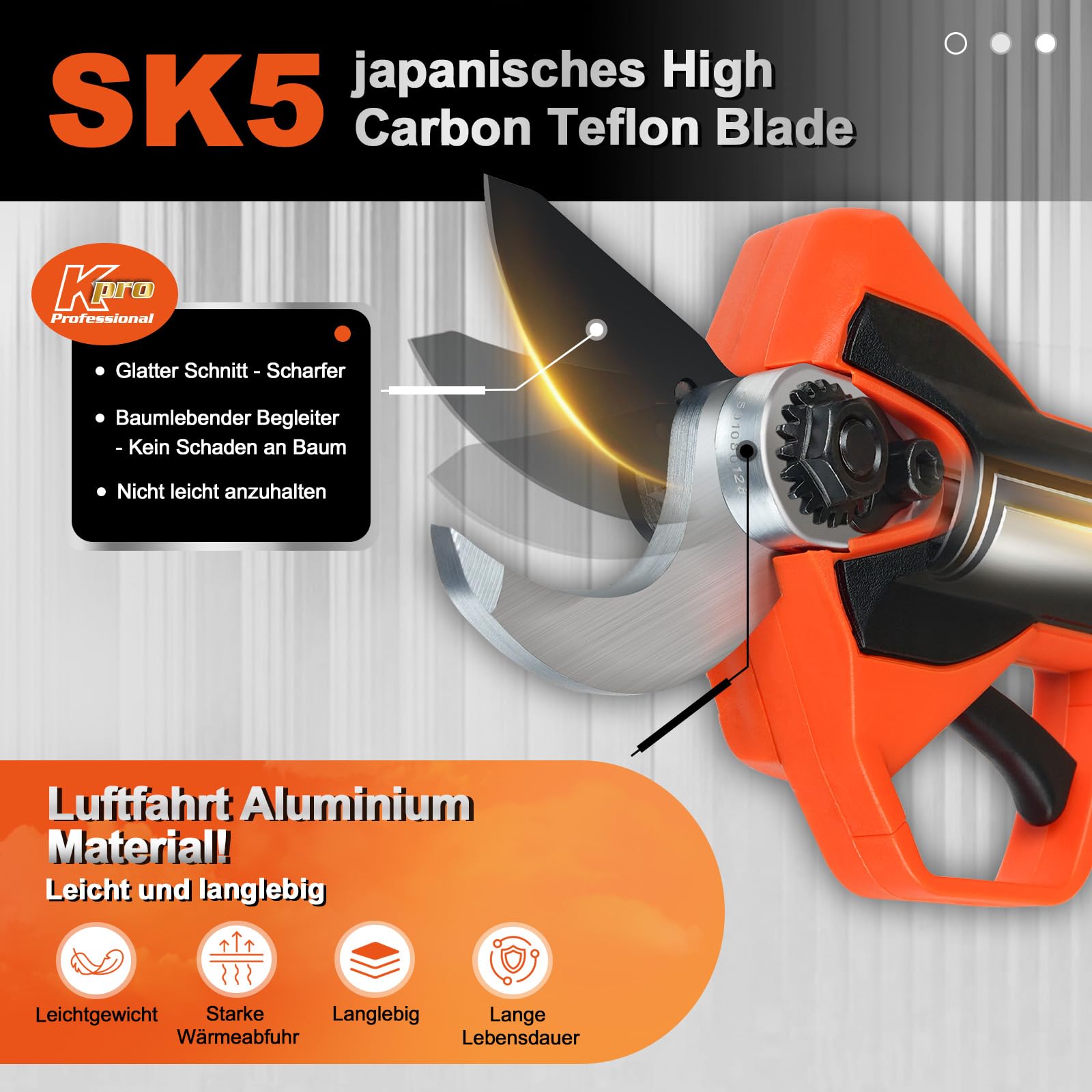 Kebtek Professionelle Akku Astschere 2025 NEU, 16.8V 30mm Elektrische Gartenschere Laufzeit Sicherheitsschalter, Gartenschere Heavy Duty für Baum, Ast & Rose(Nur Körper)