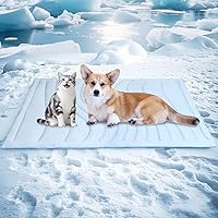 BECEMURU 2-in-1 Reversible Dog Cooling Mat & Warm Blanket 36x23 Inch - Thick Pet Bed for Crate Kennel Sofa, Machine Washable Non-Gel
