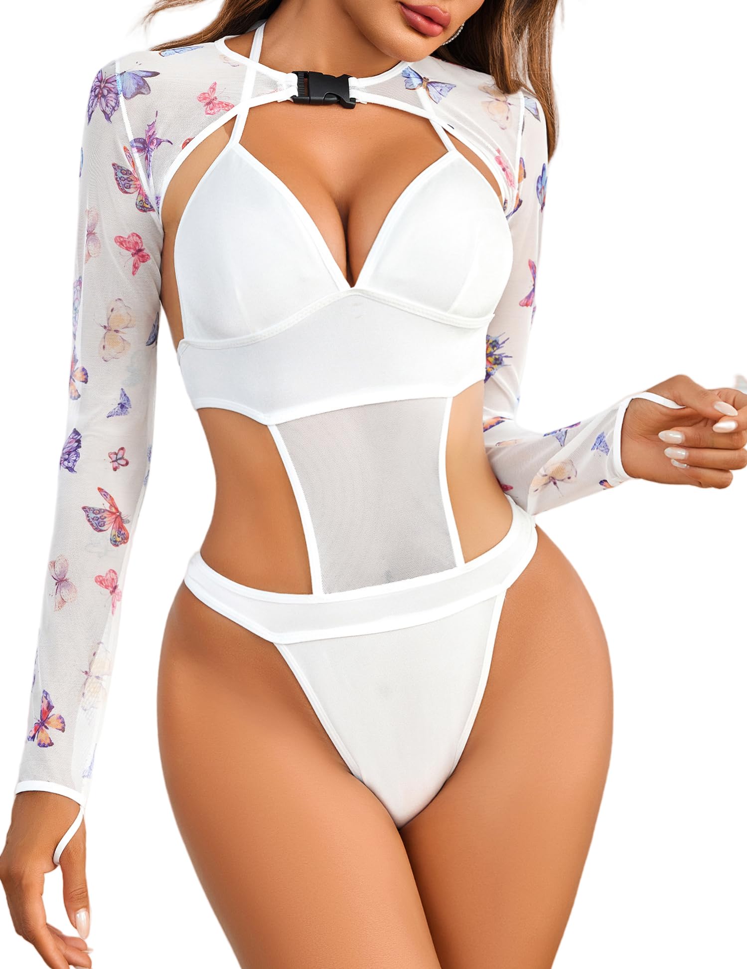 Avidlove Rave Outfits for Women Festival Sexy Lingerie Bodysuit 2 Piece