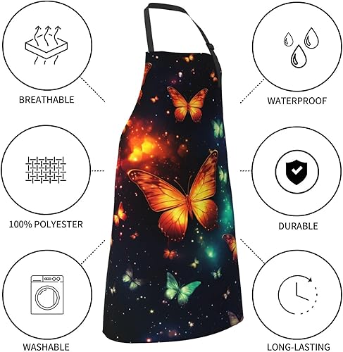 Miniatura 47 de Giwawa Delantal de artista con bolsillos, delantal con babero artístico, delantales abstractos para mujeres y hombres, delantales de acuarela